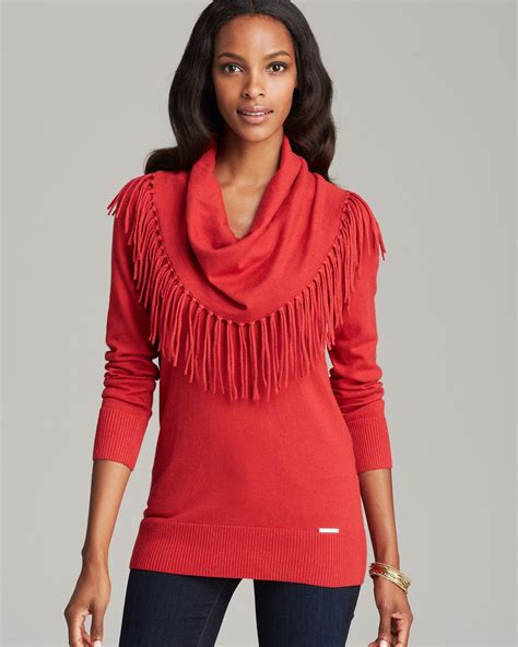 michael kors fringe hem cowl neck sweater|michael michael kors fringe cowl neck sweater .